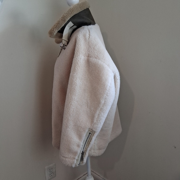 Mango Oversized Faux Fur and Shearling Effect Jacket In Ecru Size Small - Picture 12 of 16